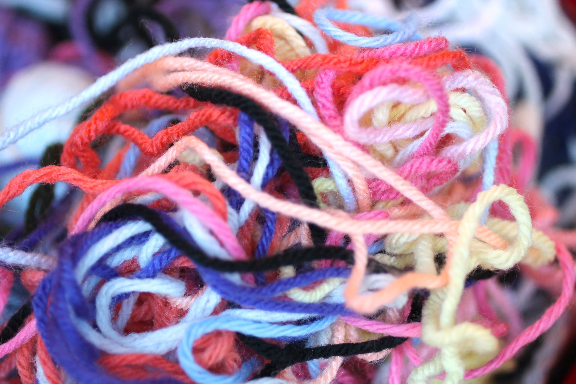 tangled yarn of all different colors